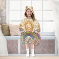 thumbnail image 7 of FORMRS Wearable Blanket Hoodie with Sleeves for Kids Cozy Flannel Sweatshirt, Beige Rainbow, 7 of 7