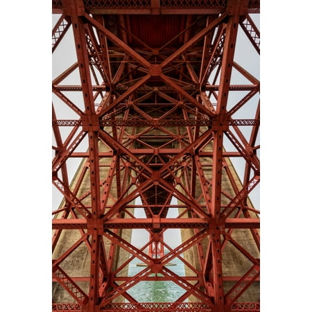 Low angle view of detail of structure of Golden Gate Bridge San Francisco Bay San Francisco California USA Poster (Best View Of Golden Gate Bridge)