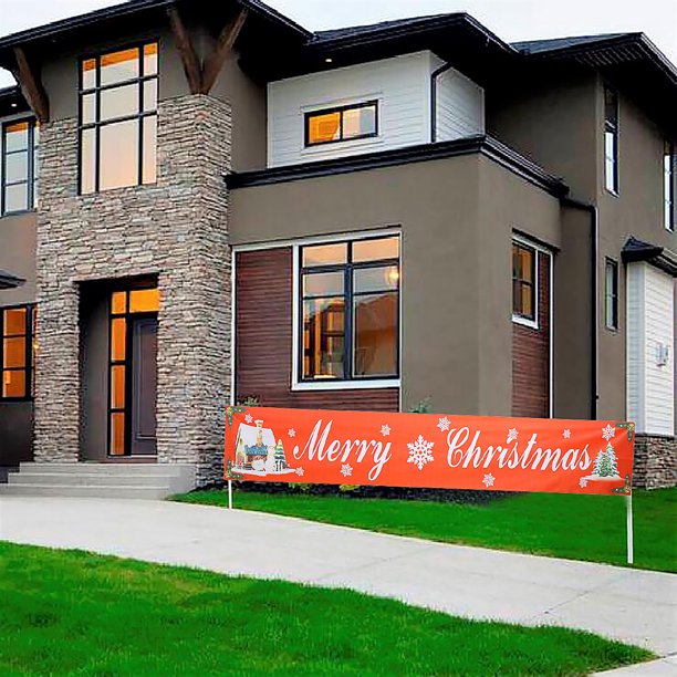 Large Merry Christmas Banner Huge Xmas Sign Decorations For Indoor Outdoor Home House Holiday Party Ornaments 116x20inch Walmart Com Walmart Com