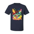 thumbnail image 2 of Wild Bobby Dean Russo Colorful Blue Eyes Cat Cat Lover Men Graphic Tee, Navy, X-Large, 2 of 5