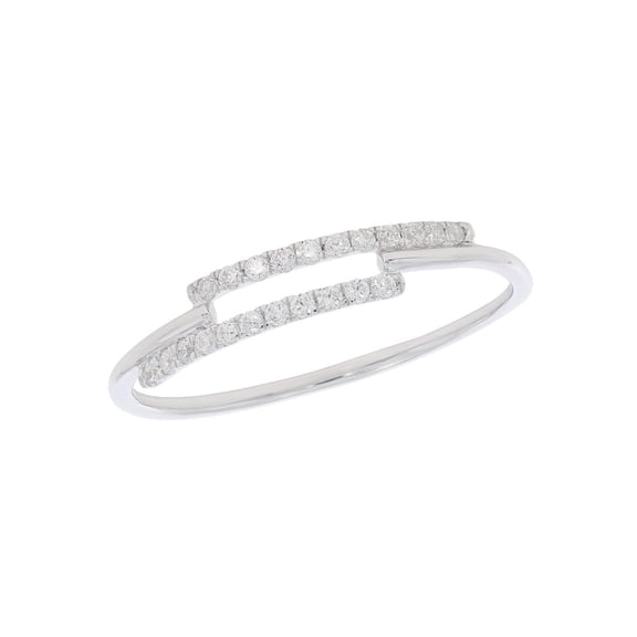 KEEVA JEWELS Clearance 0.13 Carat FG/VS Round Lab Grown Diamond 2 Row Stacking Ring for Women,Made in White Gold Plated Silver Size 10.5