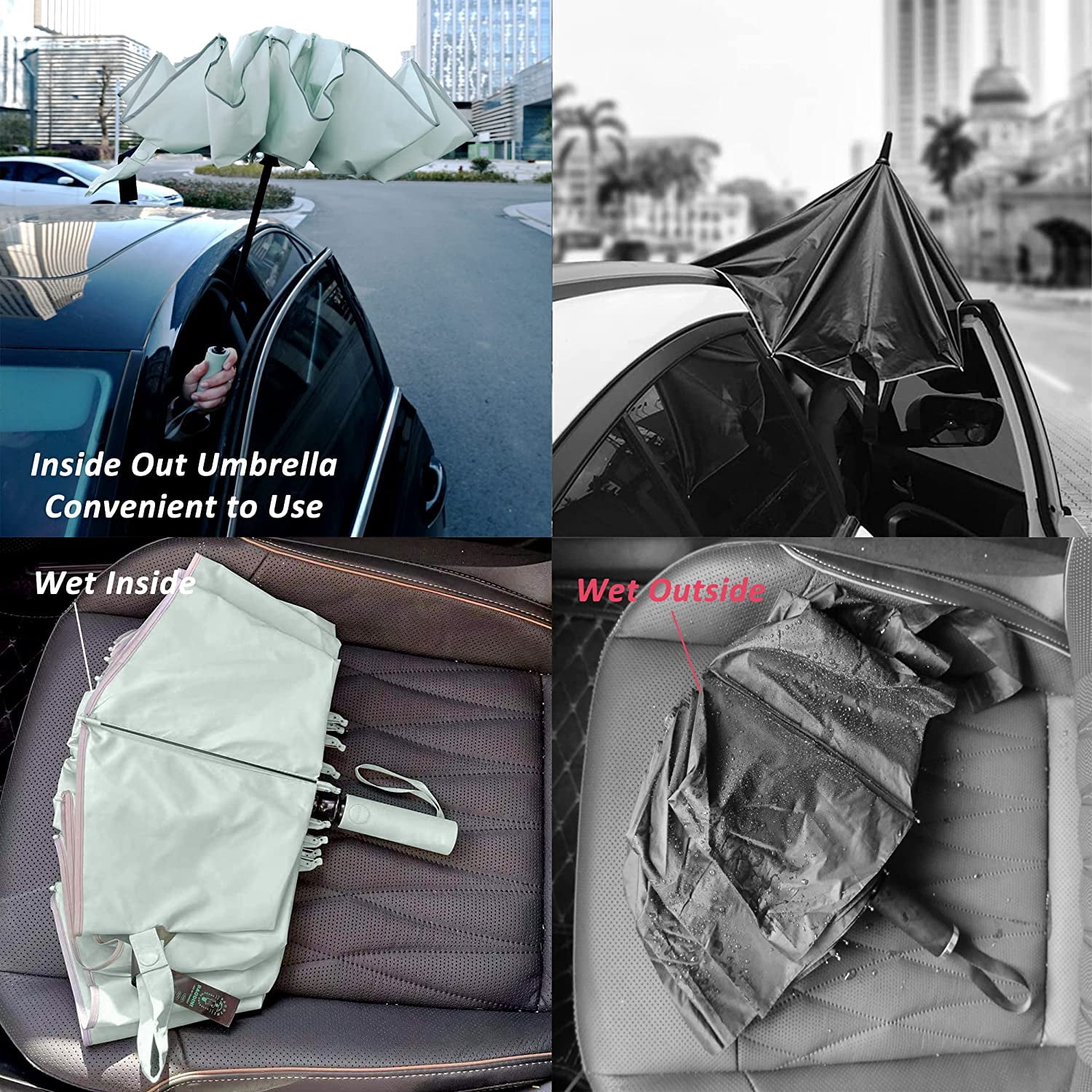 NANAHuang Inverted UV Umbrella for Rain and Sun Medium Size UPF 50+ Rverse Compact Umbrella Auto Open Close