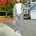 thumbnail image 4 of YunPes Boys Girls 3 Piece Outfits Athletic Sweatsuit T-Shirts + Zip up Hooded Jacket + Baggy Wide Leg Track Pants Sets for Kids, 4 of 6
