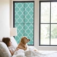 thumbnail image 3 of Blue Green Moroccan Window Privacy Film, Morocco Retro Abstract Quatrefoil Plaid Static Cling UV Sun Blocking Tint Film Heat Control Windows Films for Bedroom Bathroom, Window Stickers 23.6"x59", 3 of 8