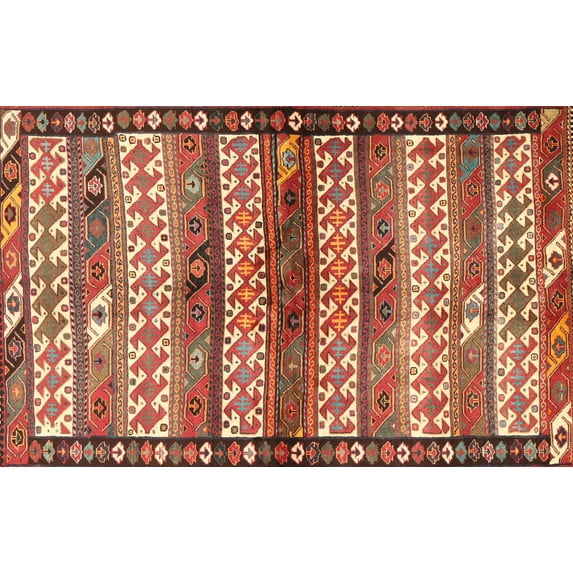 Ahgly Company Machine Washable Indoor Rectangle Traditional Sand Brown Area Rugs, 4' x 6'