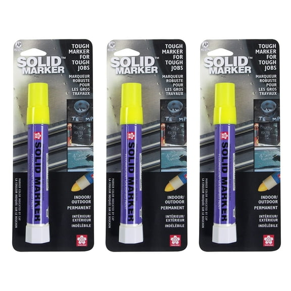 Sakura Solid Paint Markers - Permanent Marker Paint Pens - Window, Wood, & Glass Marker - Fluorescent Lemon Paint - 3 Pack