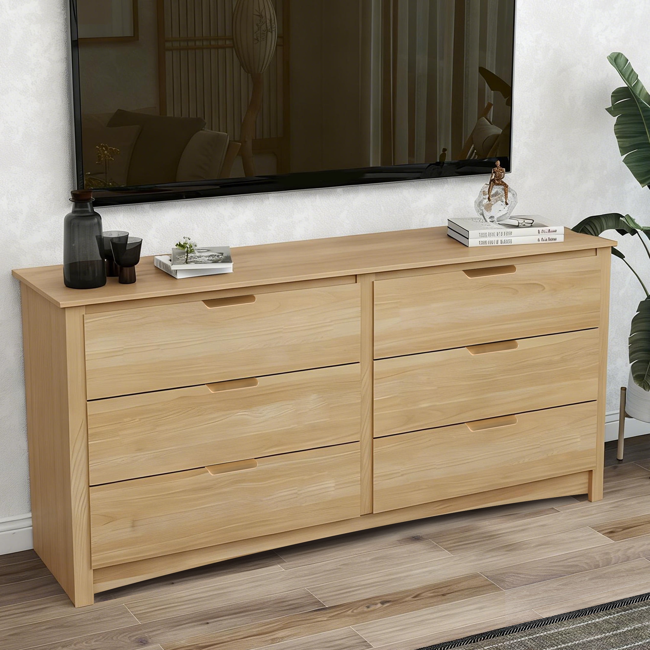 CONCETTA 6-Drawer Double Dresser for Bedroom, Wide Chest of Drawers, Bedroom Storage Furniture，Wood