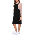 thumbnail image 4 of Vestido midi casual sin mangas de tirantes ajustables de pana para mujer Inspire Chic con cuello cuadrado y bolsillos en color negro S, 4 of 6