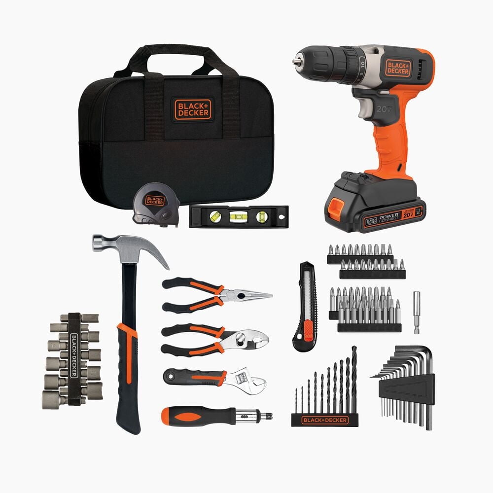 BLACK DECKER 12 Volt MAX Lithium Drill 59 Piece Project Kit BDCDD12PK Tool Sets with Cordless Driver and Battery Power Walmart