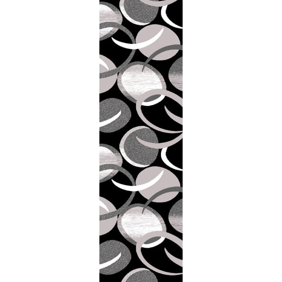 Premium 3D Hand Carved Modern 2x7 2x8 Runner Rug Contemporary 1062 Black Grey Gray White