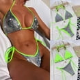 thumbnail image 2 of Fesfesfes Women Bikini Set Bronzing Swimwear High Waist Bikinis Tie Thong Swimsuit Halter Neck Beachwear, 2 of 8