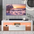 thumbnail image 2 of LED TV Stand for 55 inch TVs, PAPROOS Entertainment Center with RGB LED Light & Storage Shelf, Modern High Gloss TV Cabinet Media Console for Living Room, White, 2 of 9
