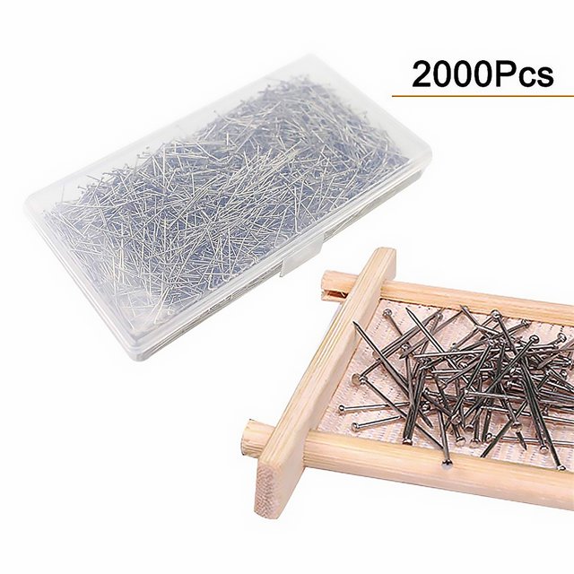 Pasador de cabeza de bola, modista, fabricación de joyas, costura, artesanía, pasadores de sujeción de acero inoxidable, kit surtido 2000 Piezas Kearding HA6110-00B
