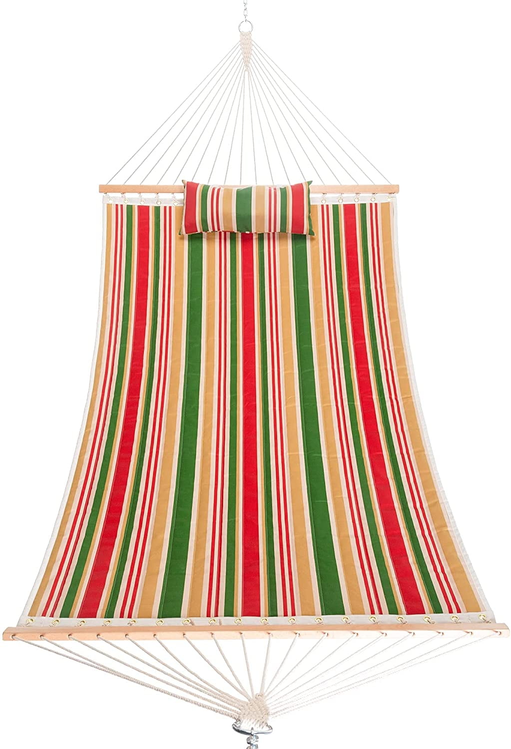 Large Double Quilted Hammock with Detachable Pillow - Garden Trellis Stripe