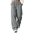 thumbnail image 3 of QSAWXQZ Womens High Waisted Wide Leg Sweatpants Elastic Waist Pockets Athletic Pants L, 3 of 9