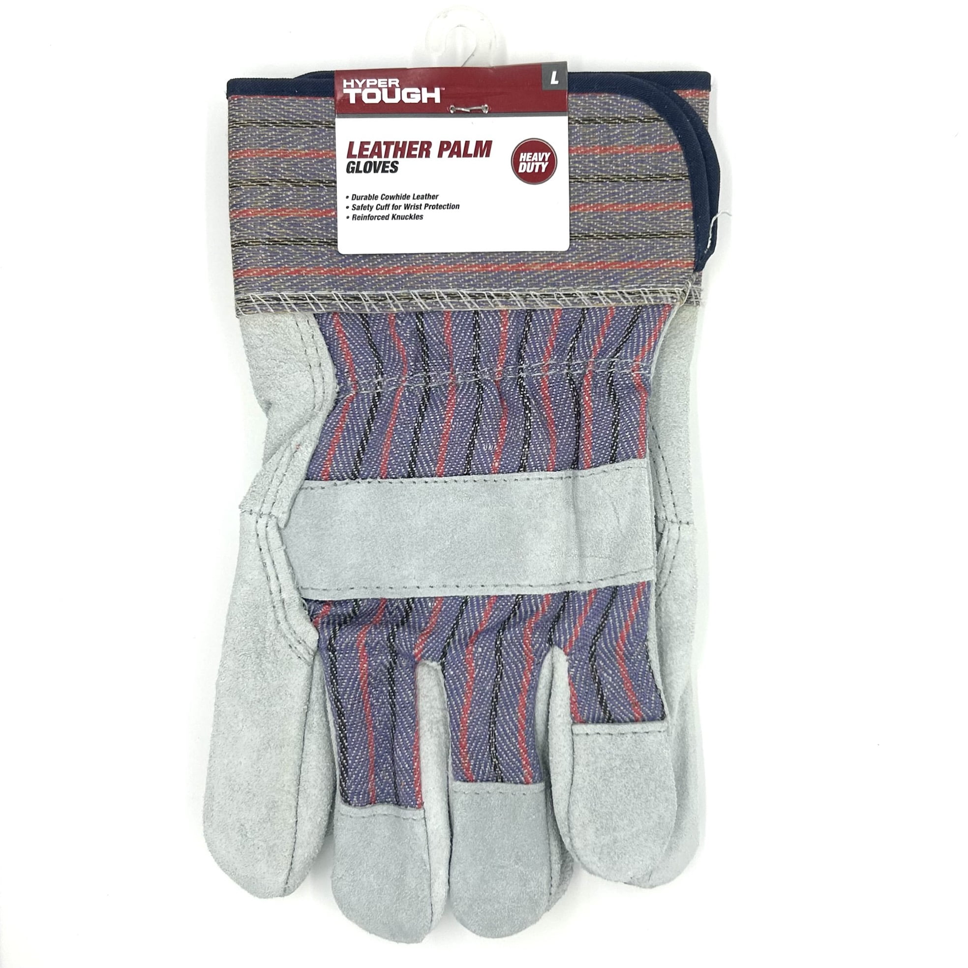Hyper Tough Leather Palm Glove, Large, Multi-Use Work Glove, Glacier Gray, 1 Pair