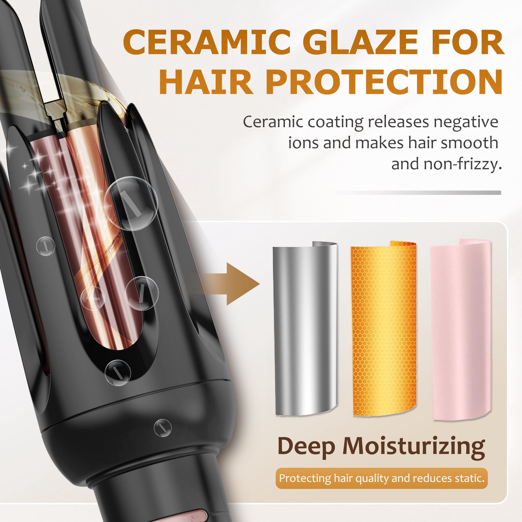 BILITOK Auto Hair Curler, Automatic Curling Iron with 4 Temperature & 3 Timer, Automatic Shut-Off, Anti-Scald, Anti-Tangle Rotating Curling Wand for Hair Styling Black