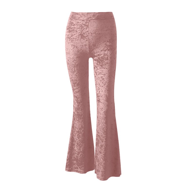 Flared Pants Gold Velvet High Waist Solid Color Thin Soft