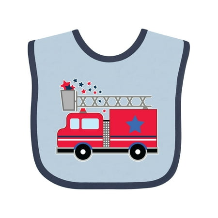 

Inktastic 4th of July Firetruck with Red and Blue Stars Gift Baby Boy or Baby Girl Bib