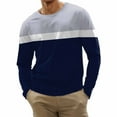 thumbnail image 2 of qelini Mens Shirts Long Sleeve T-shirts Back School Plus Size Round-Neck Gradient Printing Casual Slim Fit Basic Pull-over Blouse Fashion Lightweight and Blue L, 2 of 4