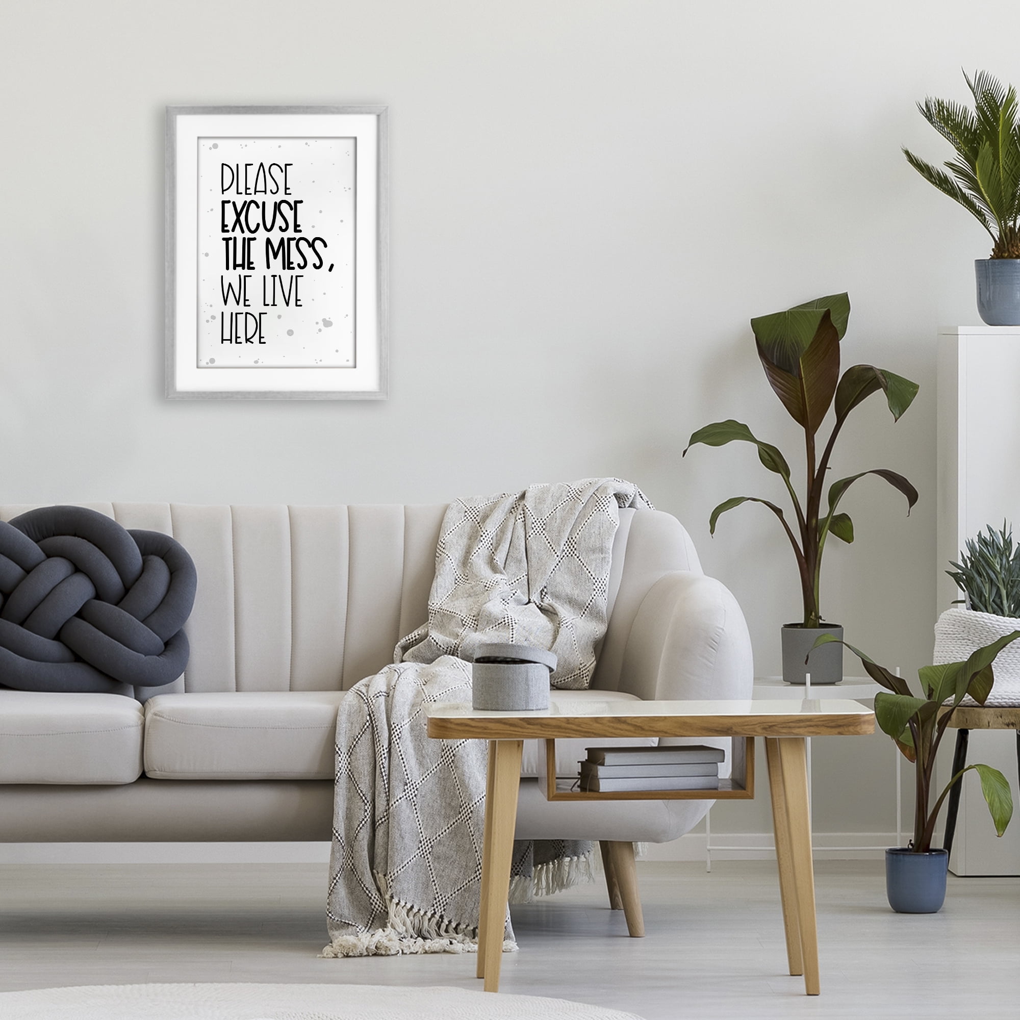 Stupell Industries Excuse the Mess Bold Gray Framed Print Under Glass, design by Martina Pavlova