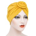 thumbnail image 3 of Women Solid Color African Turban Flower Knot Pre-Tied Bonnet Beanie Cap Headwrap, 3 of 6