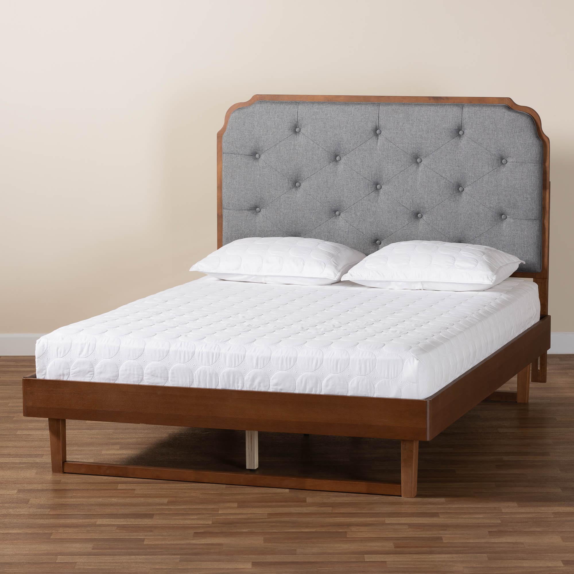 Baxton Studio Roald Mid-Century Platform bed, King, Walnut Brown