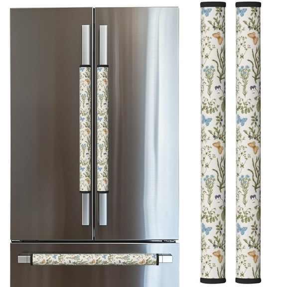 LORTURE Spring Refrigerator Handle Covers, Flower Fridge Handle Covers Set of 2, Floral Refrigerator Door Handle Covers for Kitchen Decor, Door Handle Covers for Freezer, Oven and Dishwasher