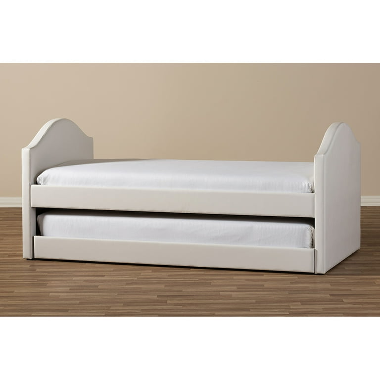 Baxton Studio Alessia White Faux Leather Upholstered Daybed with Guest Trundle Bed Baxton Studio Alessia White Faux Leather Upholstered Daybed with Guest Trundle Bed