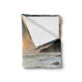 thumbnail image 2 of Beach Soft Flannel Fleece Blanket, Grand Sea Waves on Beach and Horizon Sky Holiday Calm Dream Season Photograph, Cozy Plush for Indoor and Outdoor Use, 50" x 60", Cream Blue White, by Ambesonne, 2 of 6