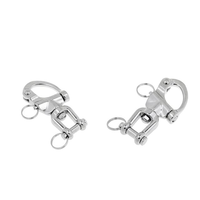 2x Eslabón giratorio de ojo profesional 304 Acero inoxidable Grillete Gancho Clip Hebilla Barco marino Vela Accesorios de hardware de aparejo - Baoblaze Giratorio a presión
