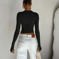 thumbnail image 4 of UAMVSH Crop Tops for Women Long Sleeve Slim Workout Cropped Tee T-Shirts Basic Soft Workout Clothes, 4 of 7