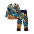 thumbnail image 1 of Fotbe Stained Glass Eagle USA Pijama de Hombre con Estampado de Manga Larga, Conjunto de 2 Piezas, Ropa de Dormir Suave y Cómoda con Bolsillos-Medium, 1 of 7
