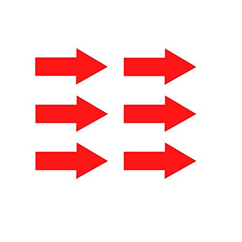 APT Durable Vinyl Directional Floor Arrow Stickers, 10" Length x 6" Width, Red, 6 Pieces/Pack