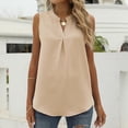 thumbnail image 2 of UYISJ Women's Summer Tank Tops V Neck Sleeveless Tunic Tops Casual Office Work Shirts Blouse Beige L, 2 of 4