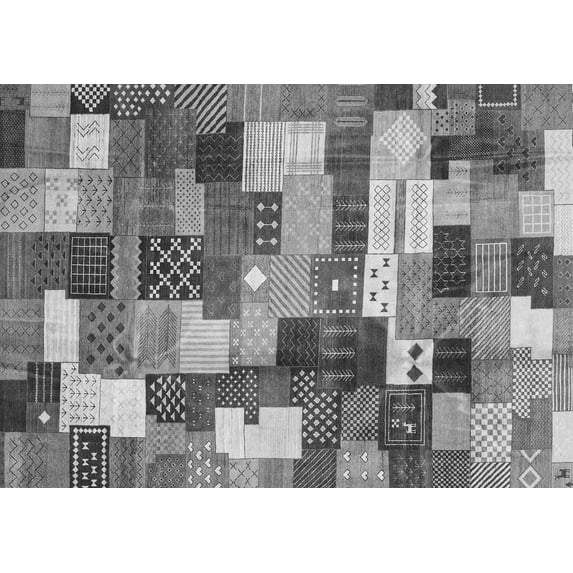 Ahgly Company Indoor Rectangle Checkered Gray Modern Area Rugs, 5' x 7'
