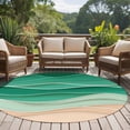 thumbnail image 4 of Round Rugs 5Ft, Geometric Green Round Area Rug Washable Indoor Throw Carpet, Ocean Wave Stripes Modern Abstract Beach Soft Non Slip Circle Rug for Cabinet Bathroom Home Decor Aesthetic, 4 of 8