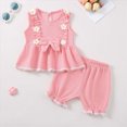 thumbnail image 2 of TOWED22 Toddler Infant Girl 2 Piece Lovely Clothing Sets Sleeveless Top and Shorts Sweet Summer Outfits Tank Tops with Graphic Print Cute Clothes(Red,0-6 M), 2 of 9