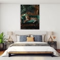 thumbnail image 4 of Mudket Framed Leopard Canvas Wall Art, Leopard on Emerald Green Sofa Animal Print Wall Decor, Luxury Jungle Art Ready to Hang for Living Room - 12"L x 8"W, 4 of 10