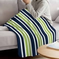 thumbnail image 3 of Navy Blue Green Striped Blanket Soft Cozy Warm Throw Blanket for Couch, Plush Fuzzy Flannel Fleece Blankets for Sofa, Modern Minimalist Ombre Lines Bed Blankets Lightweight Gifts for Women, 40"x60", 3 of 9