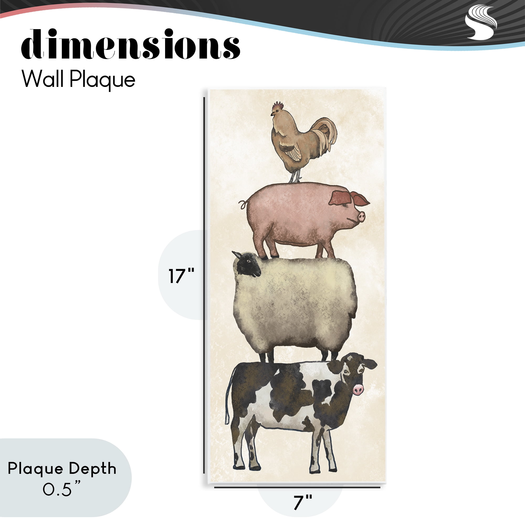 Stupell Industries All Together Vintage Farm Animals Wall Plaque Art, design by Leah Noel Art