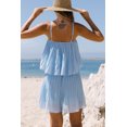 thumbnail image 2 of ABPHQTO Mini vestido escalonado con tirantes finos plisados azul cielo para mujer, 2 of 5