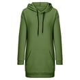 thumbnail image 5 of Clothing! Yajing Oversized Hoodies for Women Women's Trendy Dress 2025 Fall Solid Color Long Sleeve Mini Dresses with Pocket Comfy Soft Classic T Shirt Dresses Hoodies for Women Green L, 5 of 5