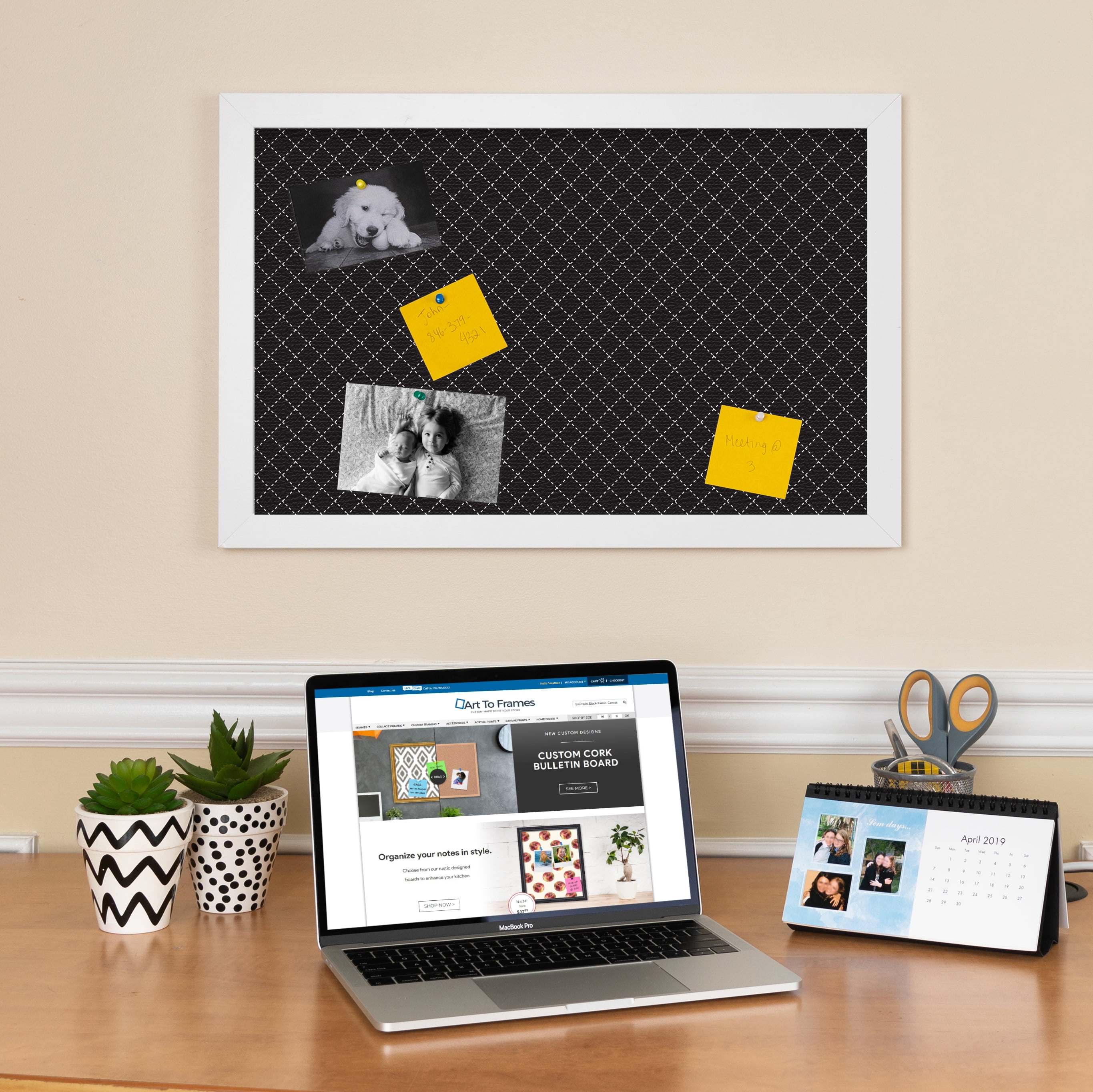 PinPix 21x17 Custom Cork Bulletin Board Black Diamond Poster Board Has a Fabric Style Canvas Finish, Framed in Black Diamond, by ArtToFrames (PinPix-120)