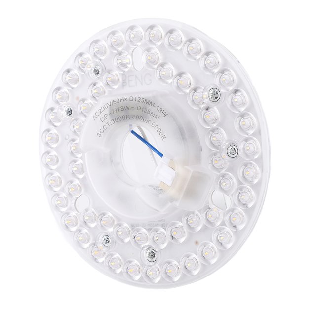 Reemplazo de Luz LED para Ventilador de Techo de 4,92 Pulgadas, Panel de Luz Redondo de 18 W Con 3 CCT 3000K, 4000K, 6000K, 3 Colores Regulables, Kit de Realización de Motor