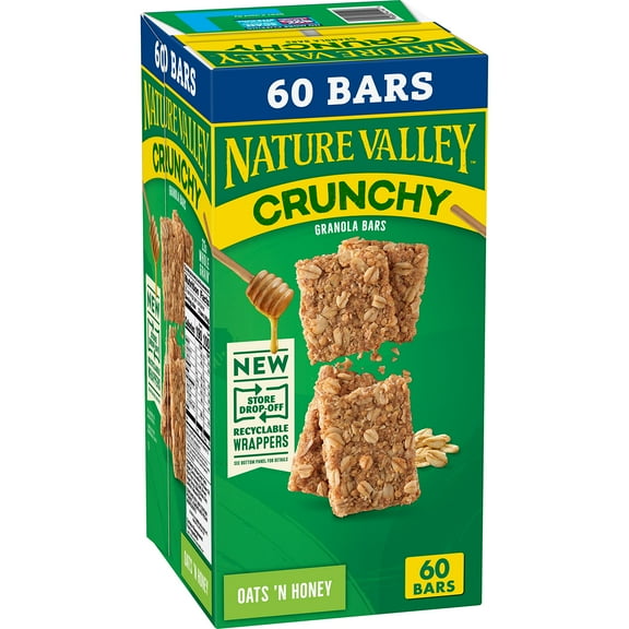 Nature Valley Crunchy Oats 'n Honey Granola Bars, 60 Bars, 44.7 OZ (30 Pouches)RDC16