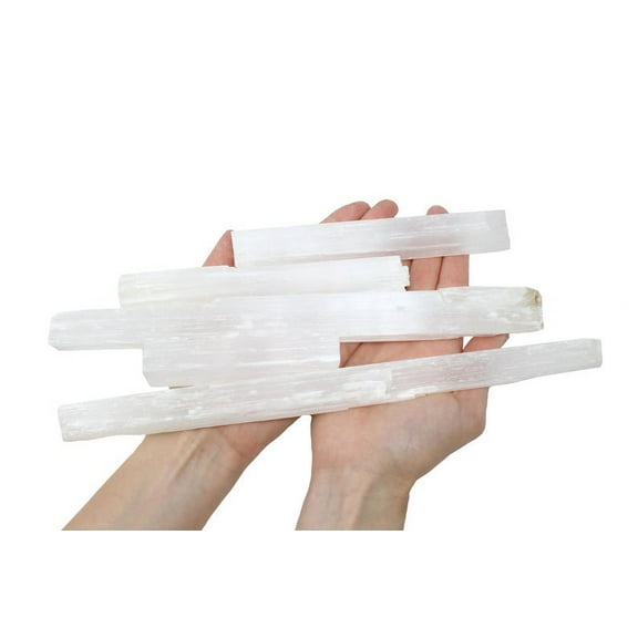 5 Pack Raw Large Selenite Sticks - Irregular Sizes - Over 1 LB Wholesale - Extra Large White Selenite Rod Wands