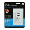 thumbnail image 1 of GE In-Wall USB Charger Receptacle, 2-USB + 1-AC, 2.1Amp/10-Watt, 1 of 3