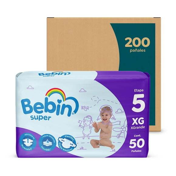 Pañal Bebin Super Etapa 5 XG 11-14kg Unisex Caja con 200 piezas