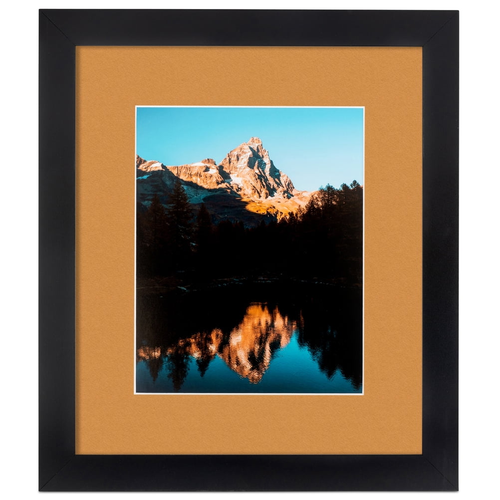 ArtToFrames 22x28 Matted Picture Frame with 18x24 Single Mat Photo Opening Framed in 1.25 Satin Black and 2 Amber Mat (FWM-3926-22x28)